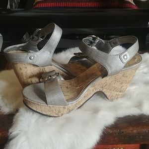 Silver Sbicca wedge sandals